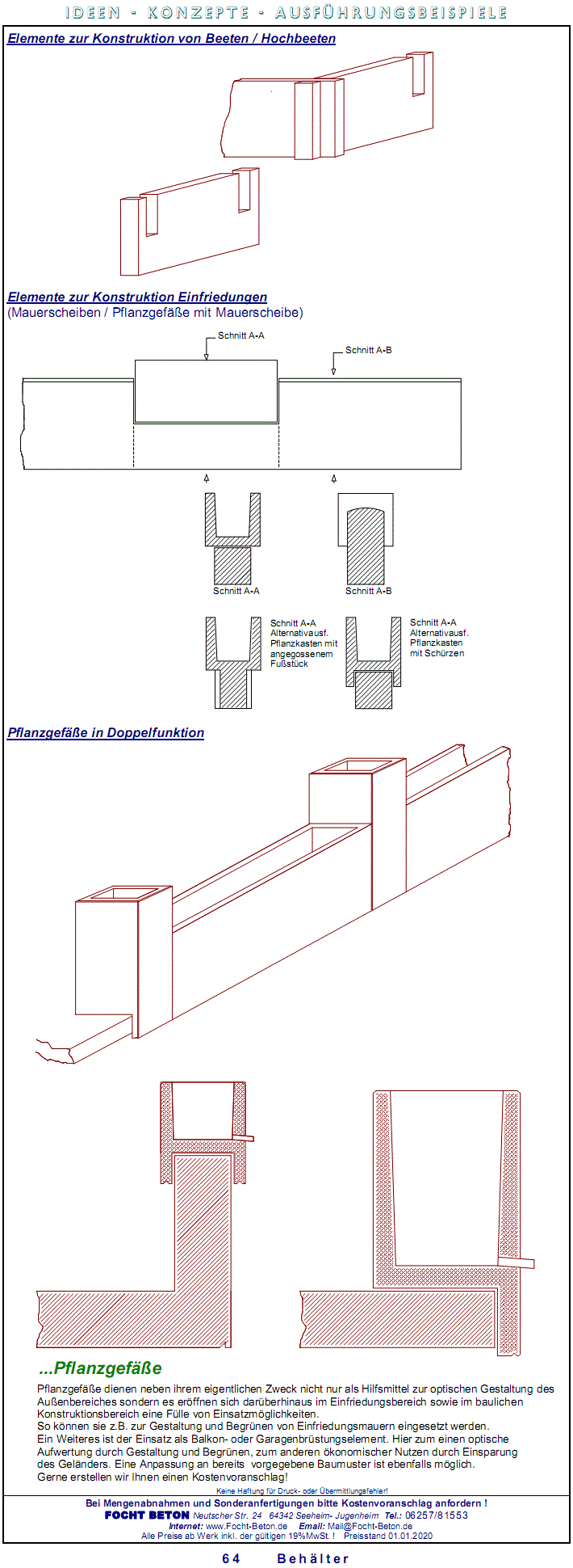 Balkon / Decke  Verblendung div. Bsp. Pflanzgefäße